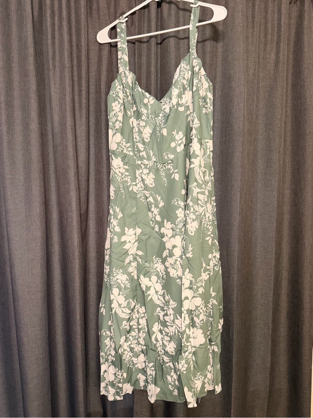 GLNEGE Women’s Floral Maxi Dress XXL Sage Green Corset Back NWT
